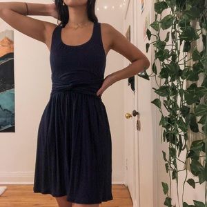 Navy Sleeveless Dress With Pockets